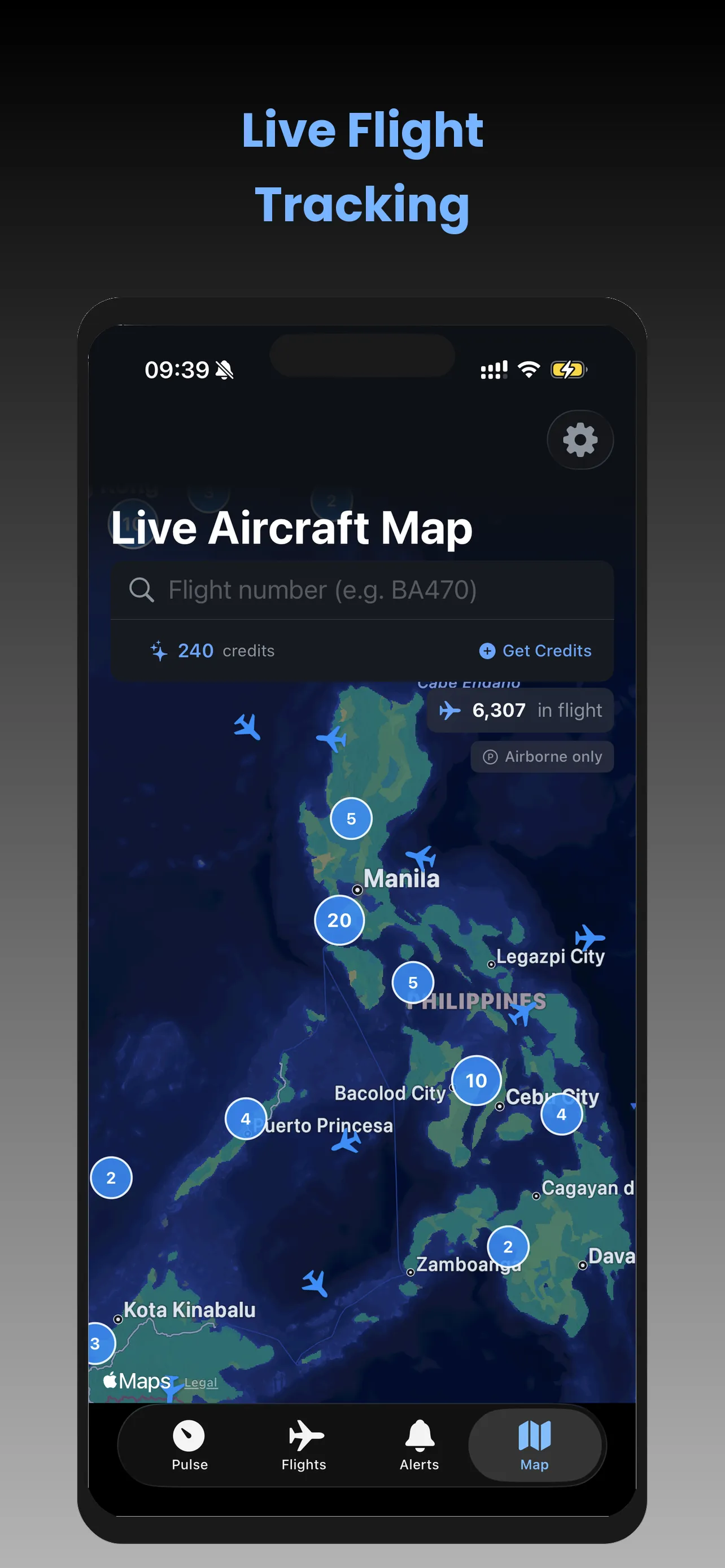 Flight Lens live aircraft map
